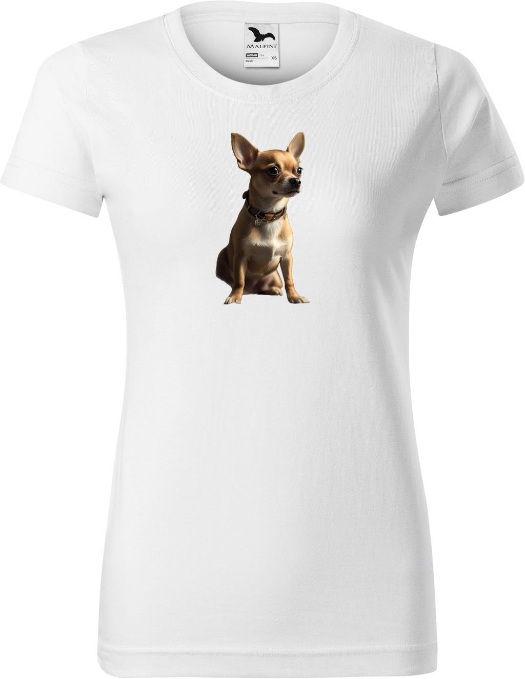 Dámské tričko Čivava  (2XL) (Tričko Čivava  (2XL)  bílá)