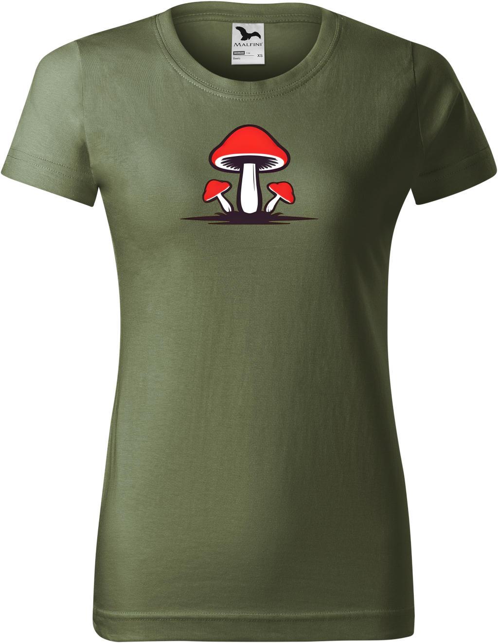 Dámské tričko Houby logo (S) (Tričko Houby logo (S)  khaki)