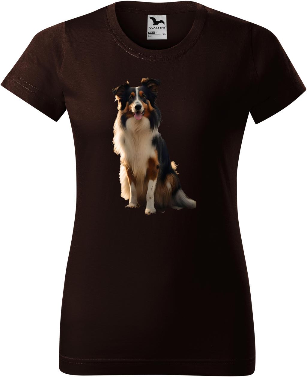 Dámské tričko Kolie (2XL) (Tričko Kolie (2XL)  kávová)