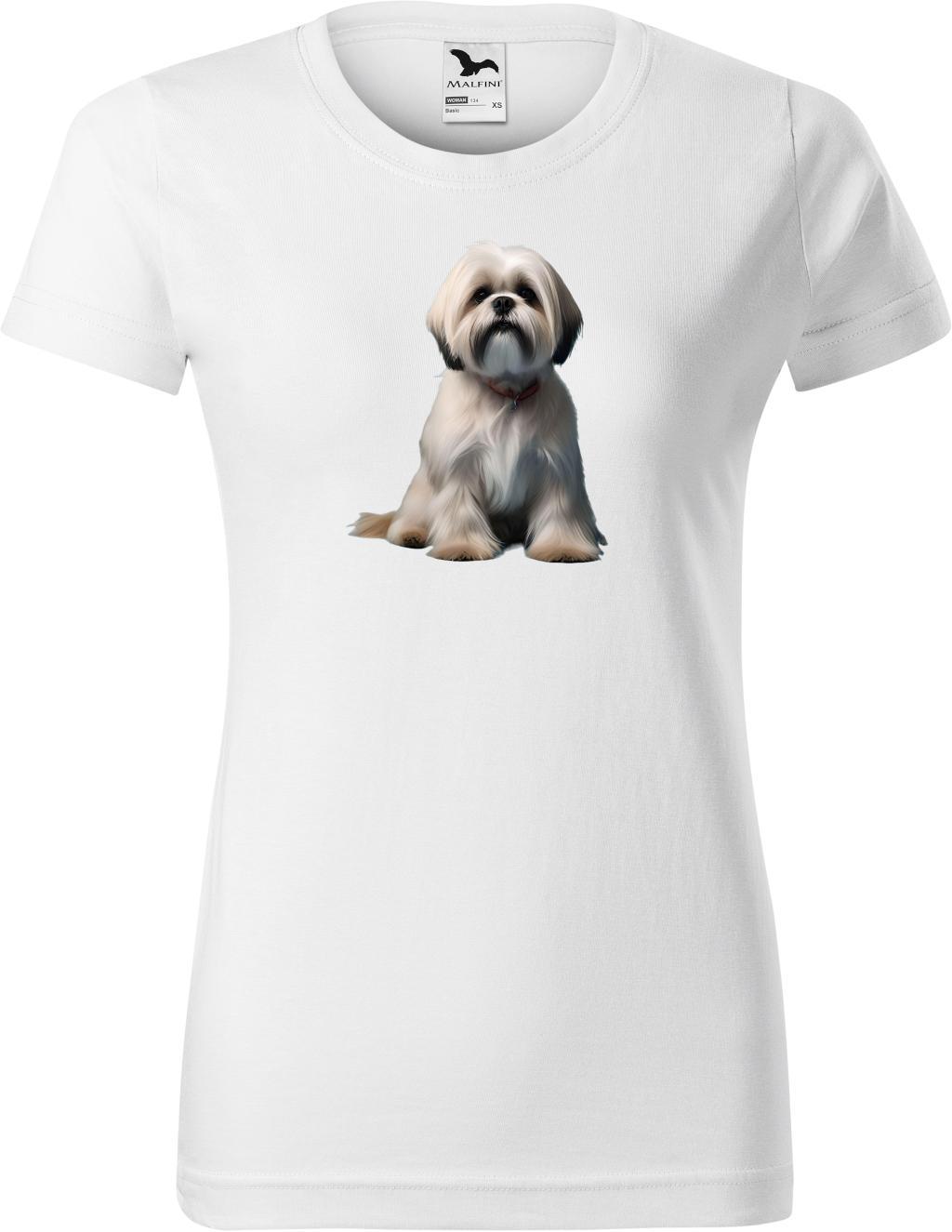 Dámské tričko Lhasa apso  (2XL) (Tričko Lhasa apso  (2XL)  bílá)