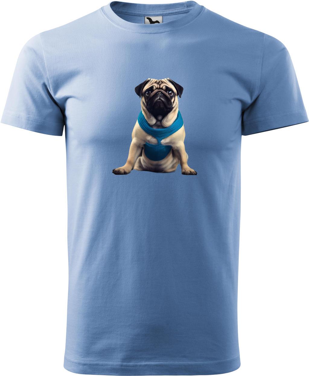 Pánské tričko Mops (4XL) (Tričko Mops (4XL)  nebesky modrá)