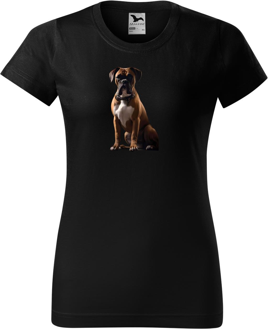 Dámské tričko Pes boxer (2XL) (Tričko Pes boxer (2XL)  černá)