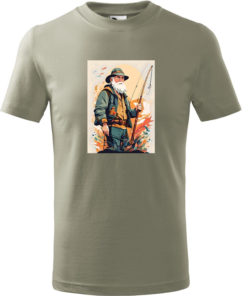 Dětské tričko Rybář v klobouku (XS) (Tričko Rybář v klobouku (XS)  světlá khaki)