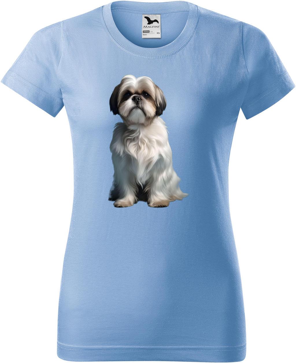 Dámské tričko Shih tzu  (L) (Tričko Shih tzu  (L)  nebesky modrá)