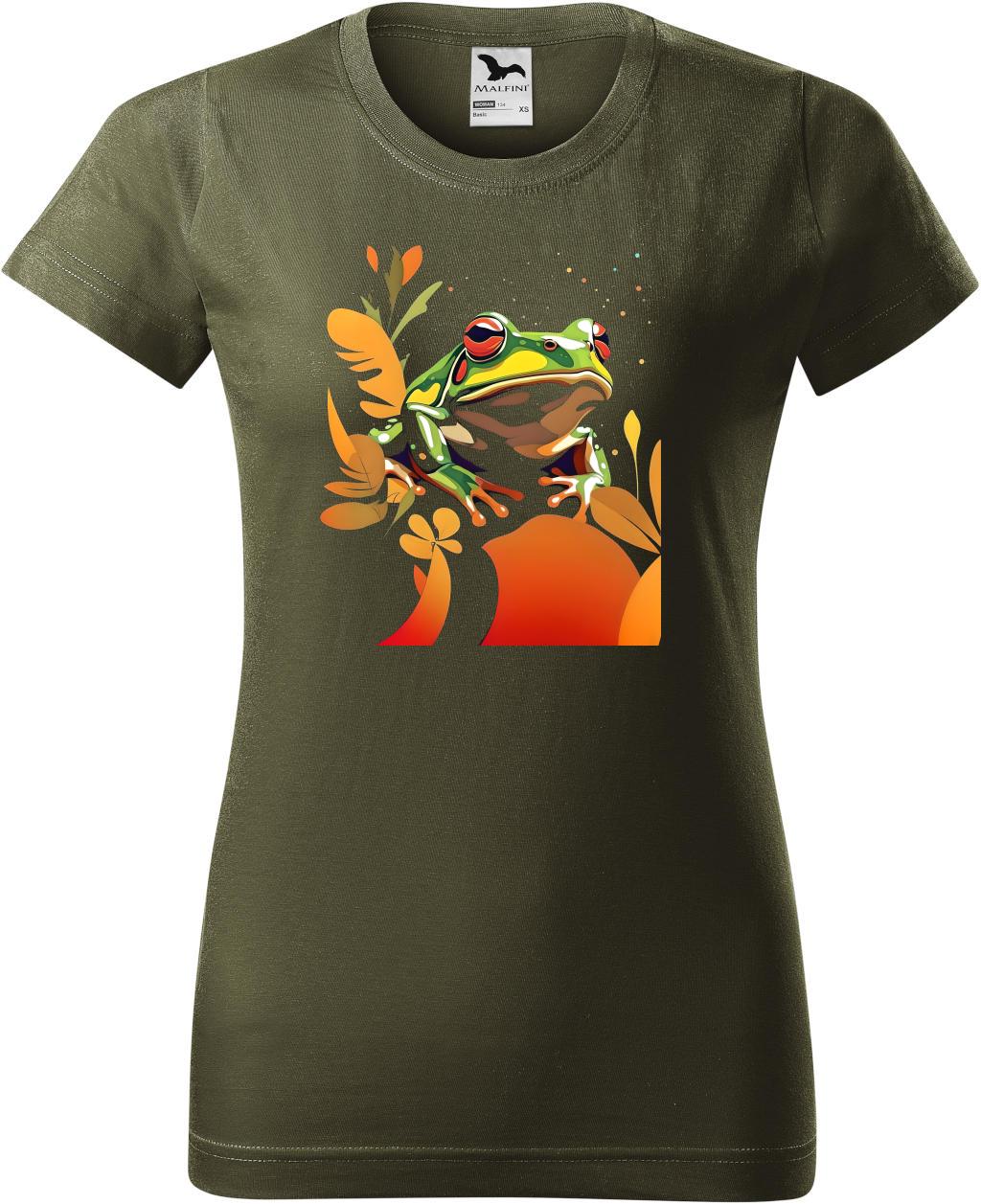 Dámské tričko Žába na listu (2XL) (Tričko Žába na listu (2XL)  military)