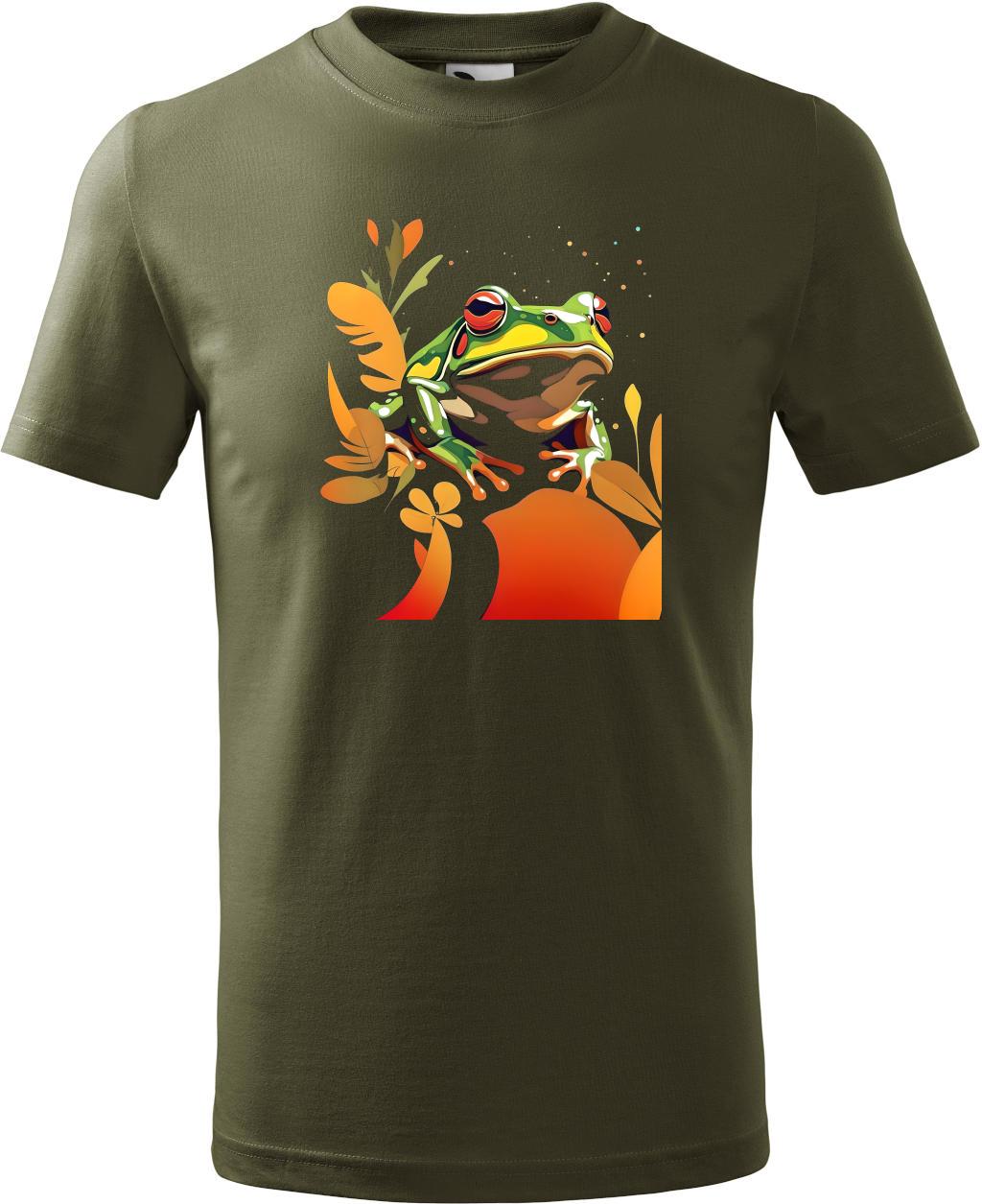 Dětské tričko Žába na listu (122 cm) (Tričko Žába na listu (122 cm)  military)